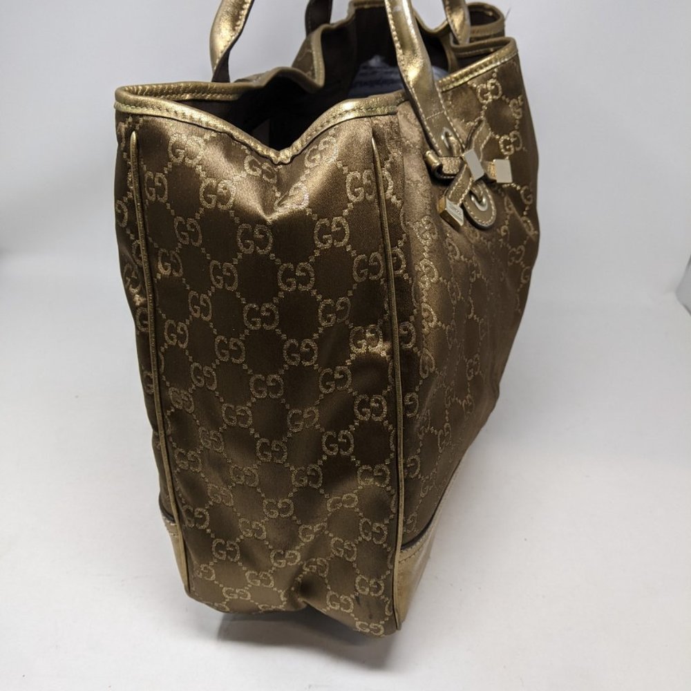 Gucci Tote Bag GG Canvas Light Brown Silk Satin - Picture 11 of 16